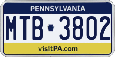 PA license plate MTB3802