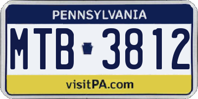 PA license plate MTB3812