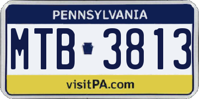 PA license plate MTB3813