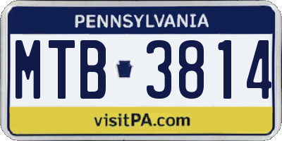 PA license plate MTB3814