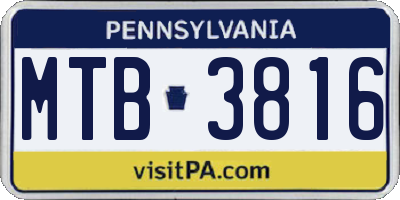 PA license plate MTB3816