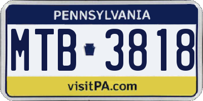 PA license plate MTB3818