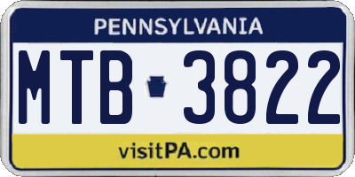 PA license plate MTB3822