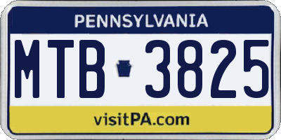 PA license plate MTB3825