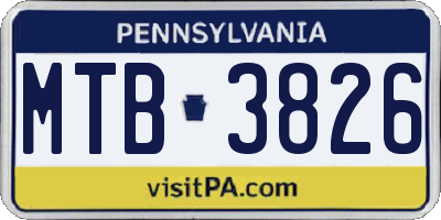 PA license plate MTB3826