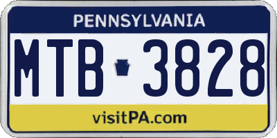 PA license plate MTB3828