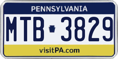 PA license plate MTB3829