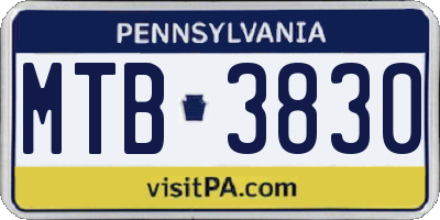 PA license plate MTB3830