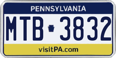 PA license plate MTB3832