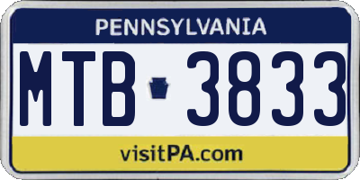 PA license plate MTB3833