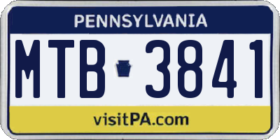 PA license plate MTB3841