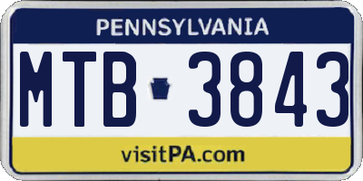 PA license plate MTB3843