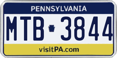 PA license plate MTB3844