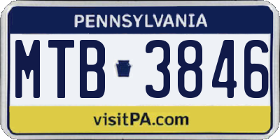 PA license plate MTB3846