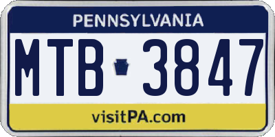 PA license plate MTB3847