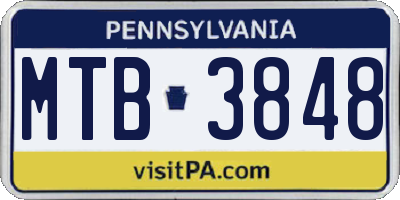 PA license plate MTB3848