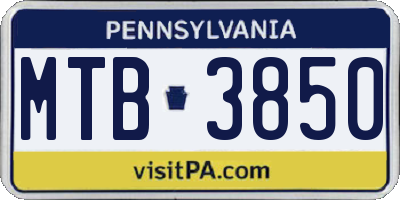 PA license plate MTB3850