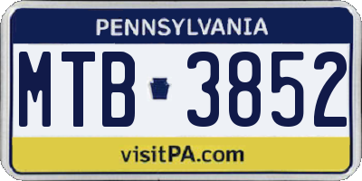 PA license plate MTB3852