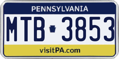 PA license plate MTB3853
