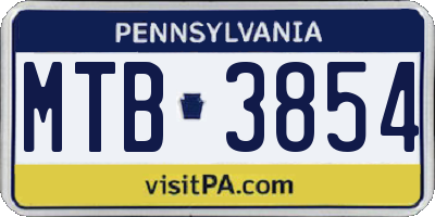 PA license plate MTB3854