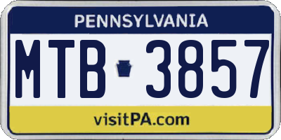 PA license plate MTB3857