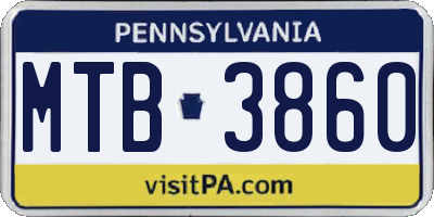 PA license plate MTB3860