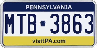 PA license plate MTB3863