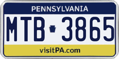 PA license plate MTB3865