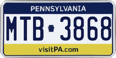 PA license plate MTB3868