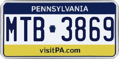 PA license plate MTB3869