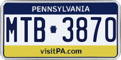 PA license plate MTB3870