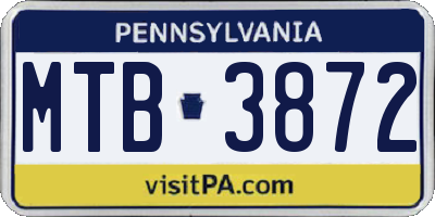 PA license plate MTB3872