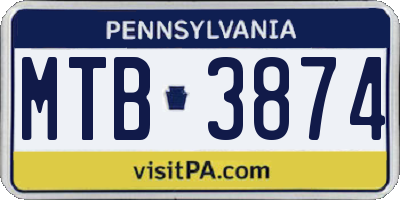 PA license plate MTB3874