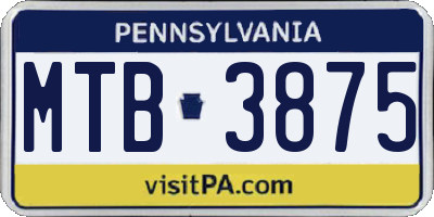 PA license plate MTB3875