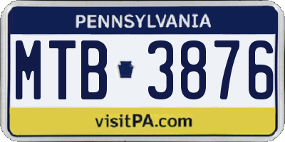 PA license plate MTB3876