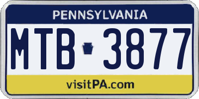 PA license plate MTB3877