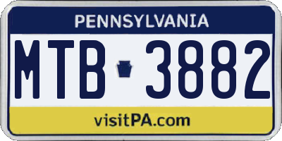 PA license plate MTB3882