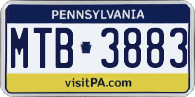 PA license plate MTB3883