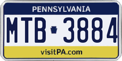 PA license plate MTB3884