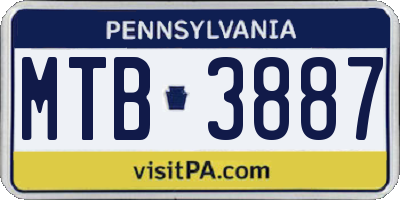 PA license plate MTB3887