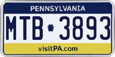 PA license plate MTB3893