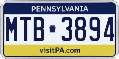 PA license plate MTB3894