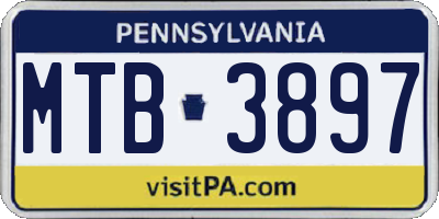 PA license plate MTB3897