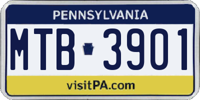 PA license plate MTB3901