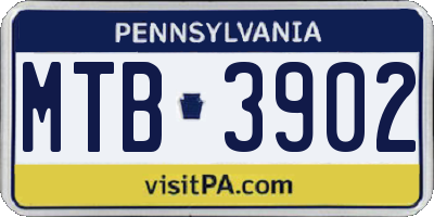 PA license plate MTB3902