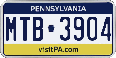 PA license plate MTB3904