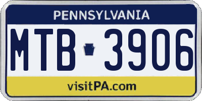 PA license plate MTB3906