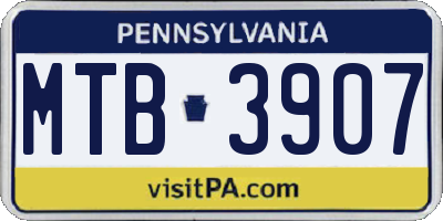 PA license plate MTB3907