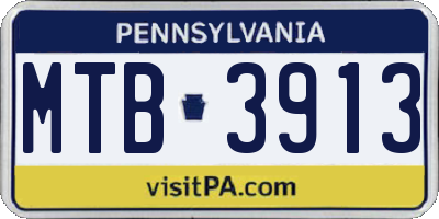 PA license plate MTB3913