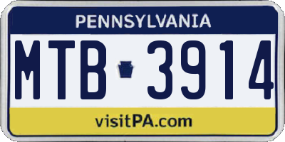 PA license plate MTB3914